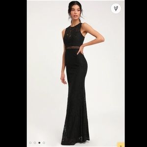 NWT Lulu’s Music of The Heart Black Lace Maxi Dress